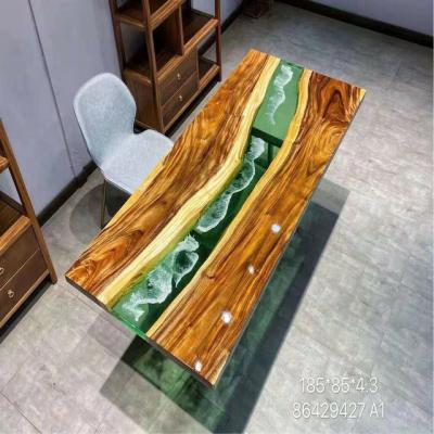 China Ply: No Resin Table Tops Epoxy Resin Slab River Green Wood Table Solid Wood Table for sale