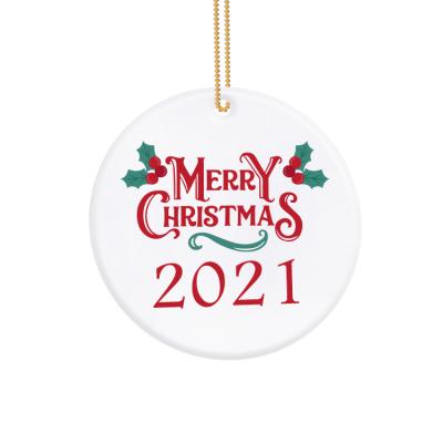 China Hot Selling Sublimation Ceramic Ceramic Blank Ornaments Christmas Pendant Decoration for sale