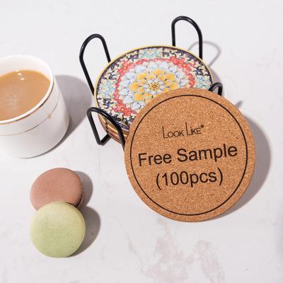 China Look Viable Cheap Custom Printed Sublimation Blank MDF New 2022 Round Cork Coaster For Beer Coffee Drinks Rack for sale