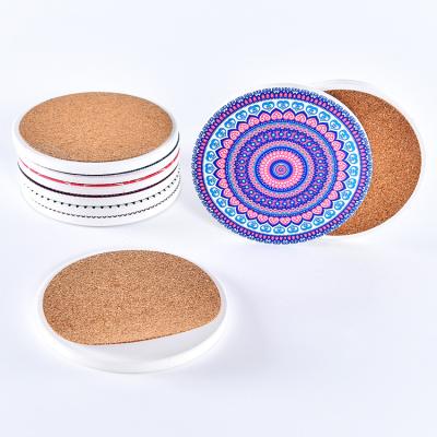 China Viable sublimation glossy ceramic coaster with cork for sale