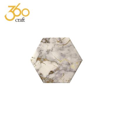 China Durable American Style Marble Pattern Sublimation Slate Coasters Set With Stand for sale