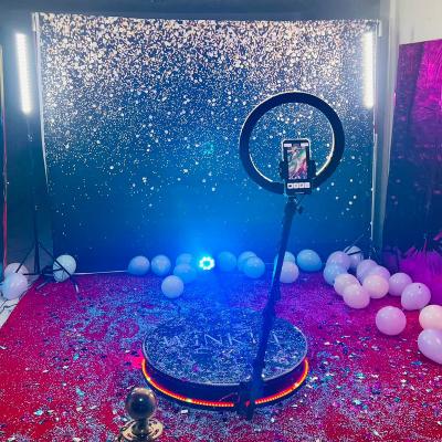 China Birthday Party Weedign Meeting 360 Photo Booth Maker Automatic Party Rotating Glass Photobooth With Enclosure Backdrop 360 Photo Booth for sale