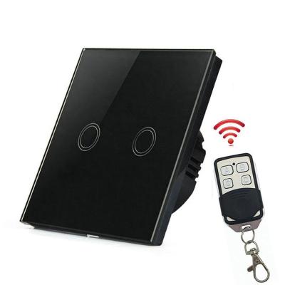 China EU Standard 2 gang tempered glass panel capacitive touch sensor switch, light touch switch for smart home for sale