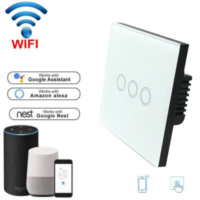 China EU Standard Wifi Light Switch Wall Switch Wireless Smart Switch 220v APP Control with Alexa/google home 1/2/3 Gang for sale