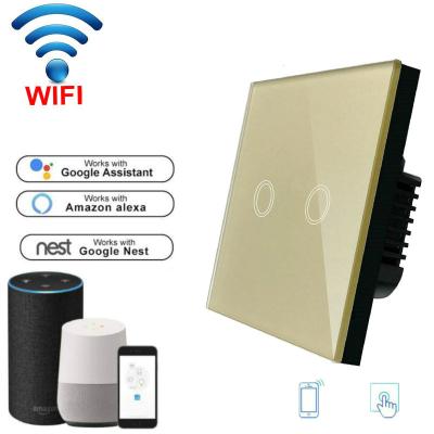 China Touch Switch Wireless Wifi Light Switch EU Standard Smart Switch 90-240V support Alexa/google home for sale