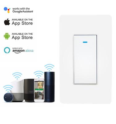 China US Standard Push Button Wifi Wall Smart Light Switch 1/2/3 Gang App Remote Voice Control Intelligent Wireless For Google for sale