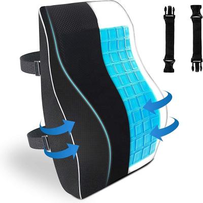 China Memory Car Seat Chair Gel Cooling Memory Foam Back Support Pillow Lumbar Support Cushion For Lower Back Pain Relief for sale