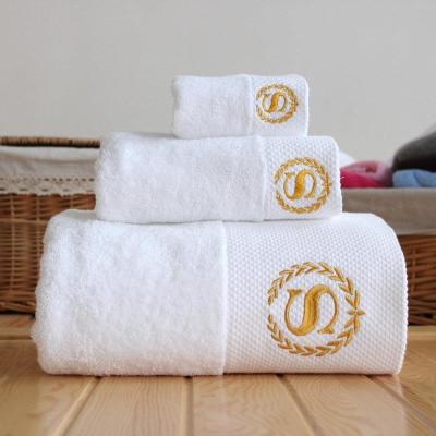 China Luxury Hotel Embroidery Logo Child Safe Custom Bath Towels Set White 100 Cotton In Guangzhou for sale