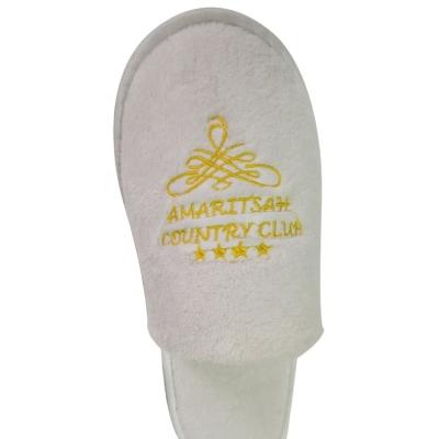 China Home Hotel Travel CFL Hotel Logo Branded Customized Biodegradable Terry Hotel Slipper for sale