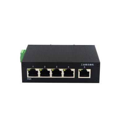 China Low Cost 100M 5 RJ45 DC12~52V Power Supply Guide Rail Industrial Rail Type Ethernet Electrical Switch 1.4Gbps for sale