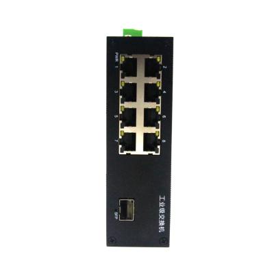 China 9-Port DC12~52V 1000M 8 1 Electrical SFP Connect Din Optical Rail Ethernet Unmanaged Industrial Switch 20Gbps for sale