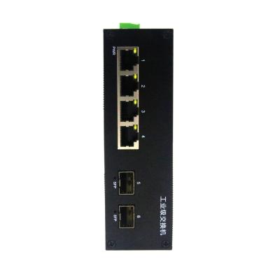 China 6-Port DC12~52V 1000M Electrical 4 2 SFP Connect Din Optical Rail Ethernet Unmanaged Industrial Switch 14Gbps for sale