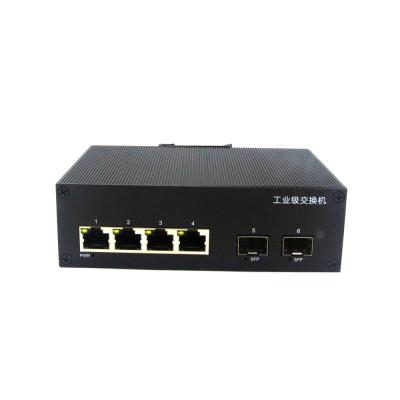 China Low Cost 6-Port DC12~52V 1000M Electrical 4 2 SFP Connect Din Optical Rail Ethernet Unmanaged Industrial Switch 14Gbps for sale