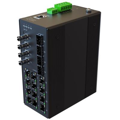 China LACP OEM DIN Port Full Rail DC12-57V 18 Gigabit Managed Industrial Ethernet Switch for sale