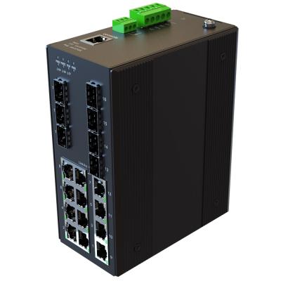 China LACP OEM 19 Port Full Gigabit Outdoor IP Camera DC12V 24V 48V Managed Industrial Ethernet Switch for sale