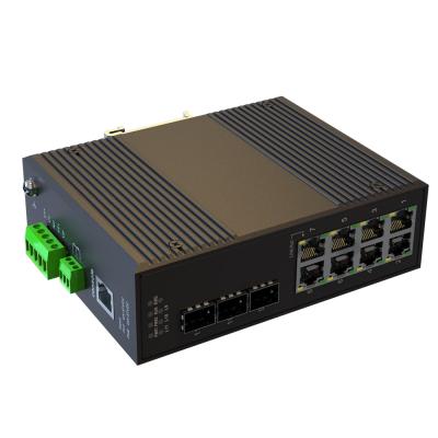 China LACP DC12V 24V 48V Input Photoelectric Converter 11 Port Full Gigabit Managed Industrial Ethernet Switch for sale