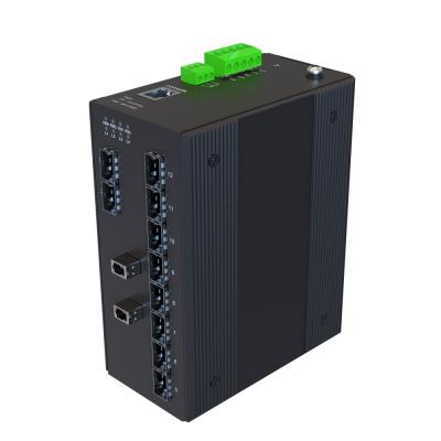 China LACP AC 85V-265V L3 Layer 12 8 Port 1000M SFP 4 SFP+ 10G Managed Industrial Ethernet Switch for sale