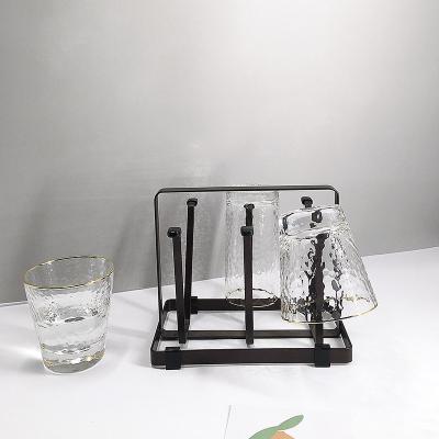 China Decoration Bar Table Vintage Metal Standing Cup Home Viable Iron Glass Wire Rack Storage Cup Drying Rack Drink Cup Holder for sale