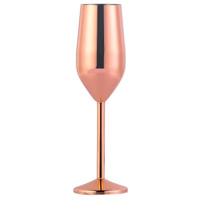 China New Classic / Postmodern Luxury Standing Stemware Champagne Flutes Glass Rose Gold Cup Metal Stemware for sale