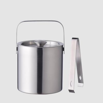 China Double Wall Viable Portable Ice Bucket with Tong Home Bar Chilling Beer Champagne Chiller for sale