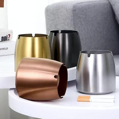 China Stainless Steel Rainproof Smoke Ashtrays for Patio Outdoor Home Office Modern Party Colorful Tabletop Ashtray with Non-slip Base 10.5*9.5cm for sale