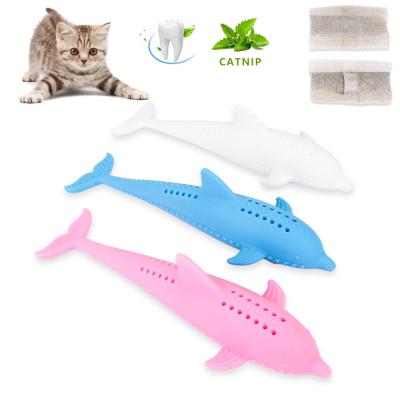 China Silicone Fish Shaped Fish Catnip Cleaning Amazon Pet Cat Toy Tooth Rod Cat Molar Toy for sale