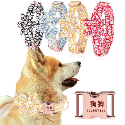 China Viable Custom Made Dog Collars OEM Comfort 2021 Private Label Printed Cotton Printed Dog Collar With Logo for sale