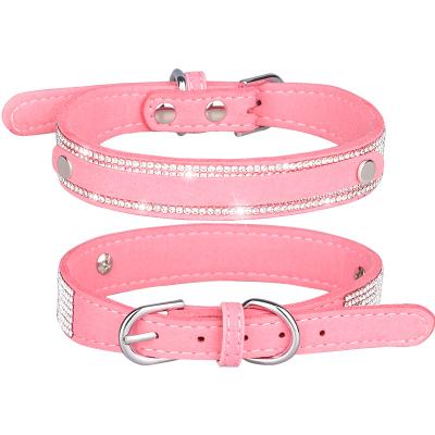 China Viable Custom Luxury Premium Adjustable Buckle Diamond Dog Collars Metal Dog Collars for sale