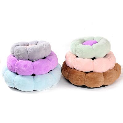 China Best Fashion Breathable Pumpkin Soft Plush Pet Bed Round Bed Fluffy Dog Cat Bed Pet Supplies for sale