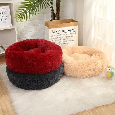 China OEM Breathable Pet Bed Donut Around Soft Comfortable Plush Couch Comfortable Soothing Waterproof Pet Beds for sale