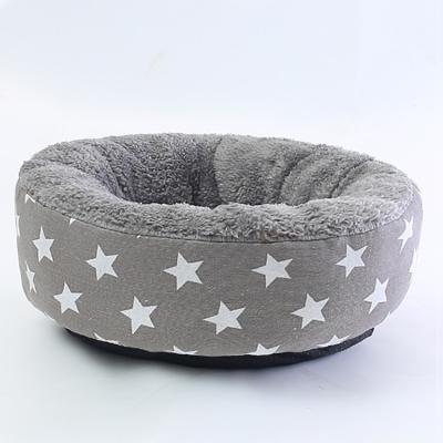 China Hot Sale Dog Cat Four Season Round Fleece Pet Bed Stripe Fancy Small Fancy Pet Bed Breathable for sale