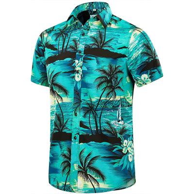 China Summer Anti-pilling Hawaiian Shirts Breathable Male Printed Short Sleeve Button Down Hawaiian Shirts For Men for sale