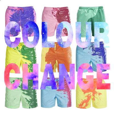 China Plus Size Change Color Beach Shorts Summer Mens Swimming Trunks Swimwear Quick Dry Bathing Shorts Beach Trunks For Adult for sale