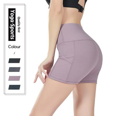 China Breathable Wholesale Women Yoga Shorts Pockets High Waist Gym Training Yoga Gaiters Shorts for sale