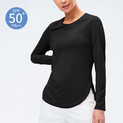 China Breathable Custom Woman Long Sleeve Yoga Tops Women Anti-UV Fitness Shirt Sports UPF50+ Active Workout Wear T-Shirt for sale