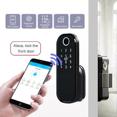 China APP RFID Digital Wireless Remote Control Smart Key Code Bluetooth Wifi Door Lock Electronic Fingerprint Door Lock Support for Alexa and Google Assistant for sale