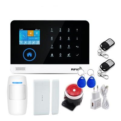 China Tuya APP SIM GSM Home Burglar Security LCD Touch Keypad WIFI GSM Alarm System Sensor Kit Wireless Remote Control Russian,Spanish Voice for sale