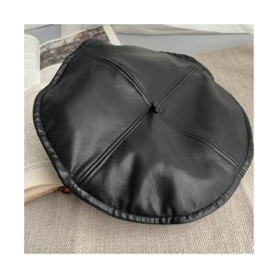 China Fashion\Comfortable\Durable Custom Women Fashion Cozy PU Black Beret Hat For Sale for sale