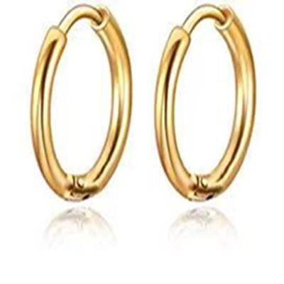 China High Quality Fashion Round Flat Round Line Dangling Geometric Diamond-Studded Titanium Steel Earrings Circular Ankh Earrings for sale