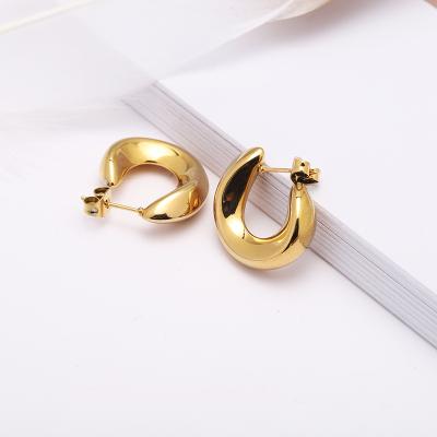 China Hot Selling High Quality Stainless Steel Smooth C-Shaped Cavity Earrings Titanium Steel Female Jewelry for sale