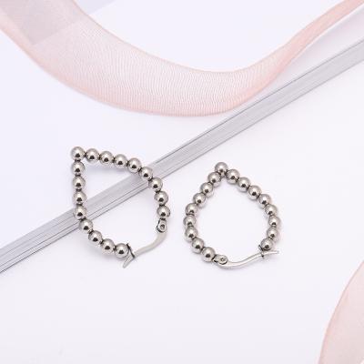 China High quality fashion stainless steel round steel ball love earrings female drop-shaped earrings jewelry for sale