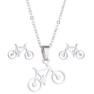 China Wholesale Romantic Mini Bicycle Earrings Jewelry Sets Necklace Gift 2Pcs Jewelry Sets For Women for sale