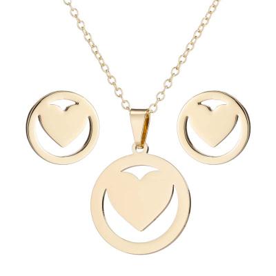 China Romantic Cute Peach Heart Love Heart Women Jewelry Sets Wholesale Gift 2Pcs Jewelry Sets for sale