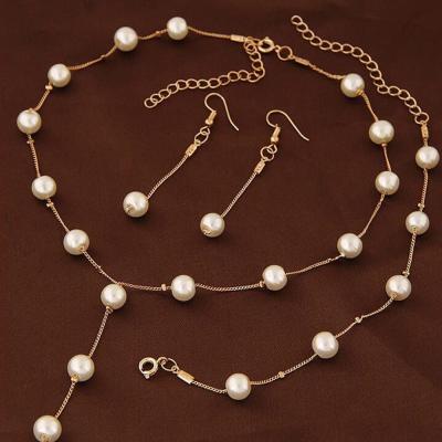 China High Quality Fashion Round Imitation Pearl Jewelry Sets Zinc Copper Alloy Lock Chain Jewelry Set for sale