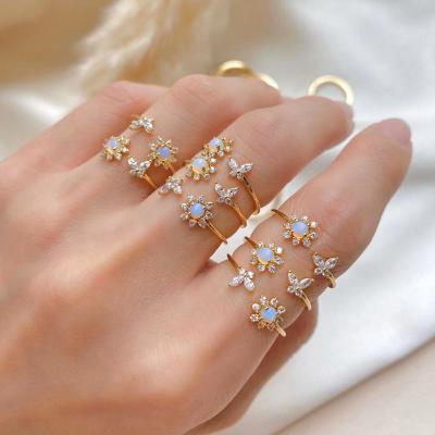 China Best Selling FASHIONABLE Open Female Ring Simple Soft Opal Sunflower Ring Dream System Jewelry Temperament for sale