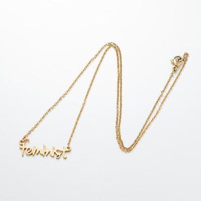 China Simple Romantic Manuscript Feminist Gold Letter Necklace Personality Chain Necklace for sale