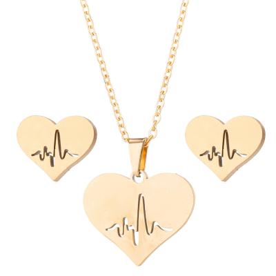 China Romantic Couples Love EKG Jewelry Set High Quality Stainless Steel Jewelry Set For Women for sale