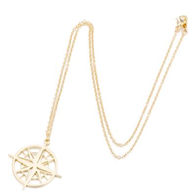 China Hollow Stainless Steel Romantic Geometric Compass Necklaces Shape Personality Necklace for sale