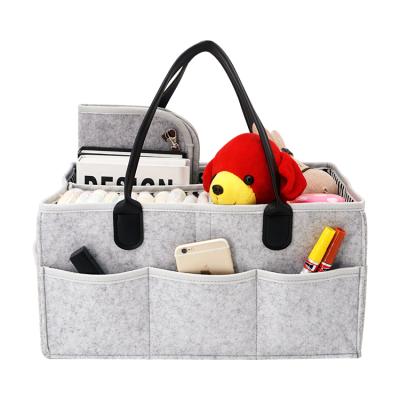 China Baby Diaper Cart Organizer Tote Diaper Bag Felt Travel Tote Diaper Bag With Leather Eco-Friendly Handle for sale