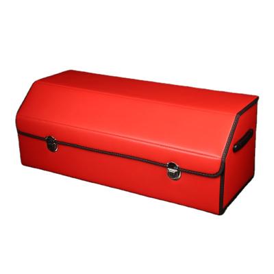 China Multifunctional Portable Foldable Trunk Organizer Car Auto Interior Lashing Storage Container Bags Isolation Leather Layer for sale